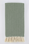 Load image into Gallery viewer, Green patterned turkish towel with tassels on a white background
