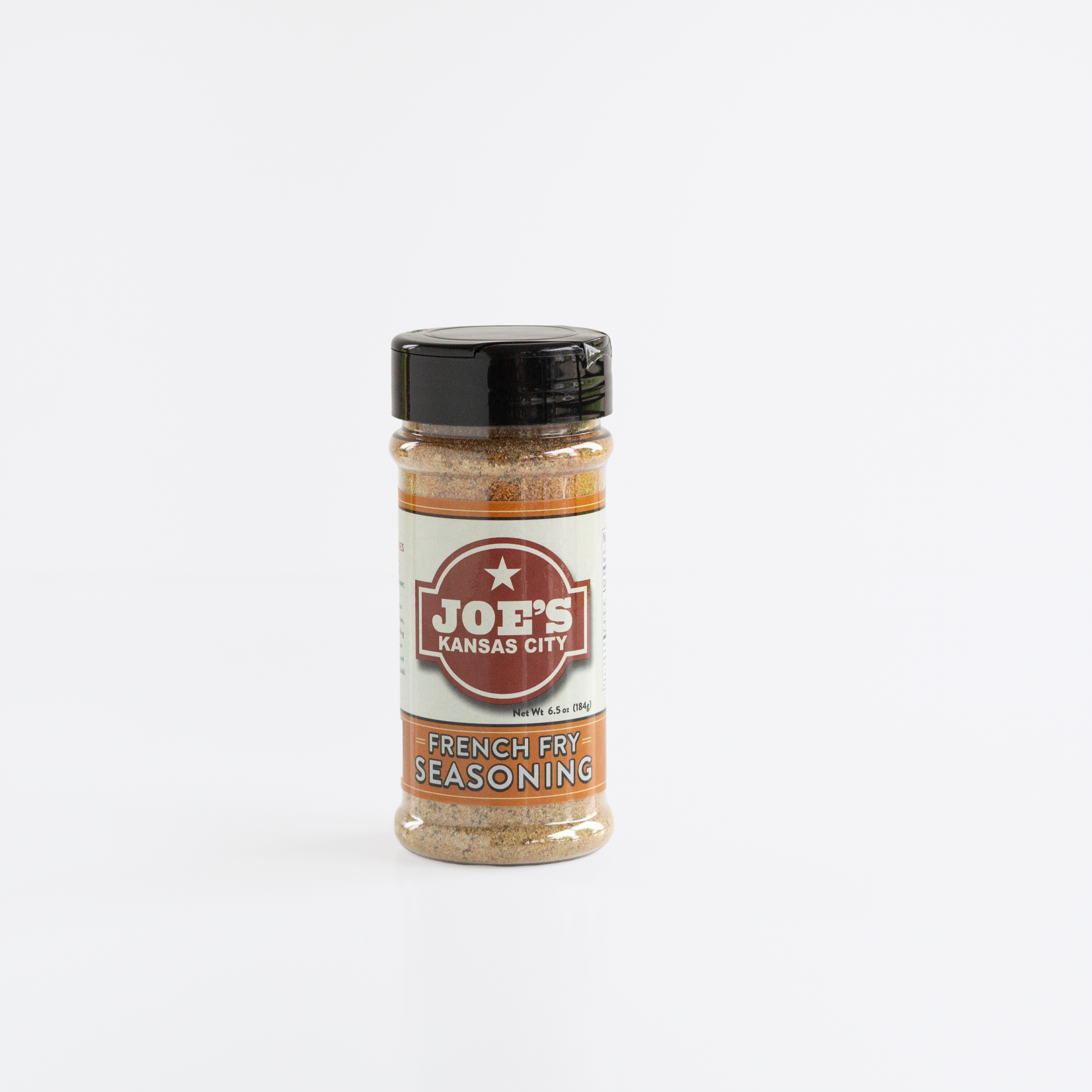A shaker container of Joe's Kansas City French Fry Seasoning