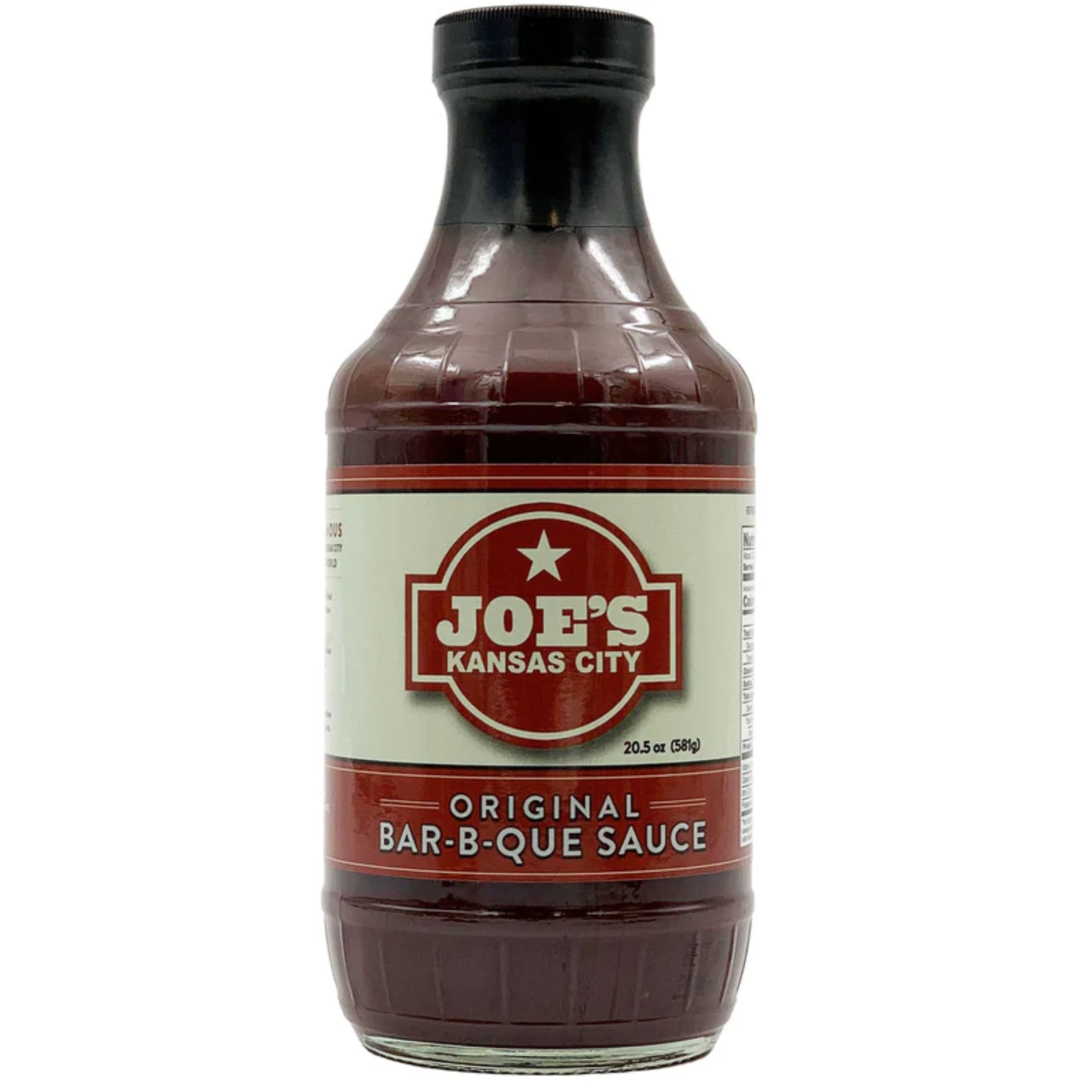 A bottle of Joe's Kansas City Original Bar-B-Que Sauce on a plain white background.