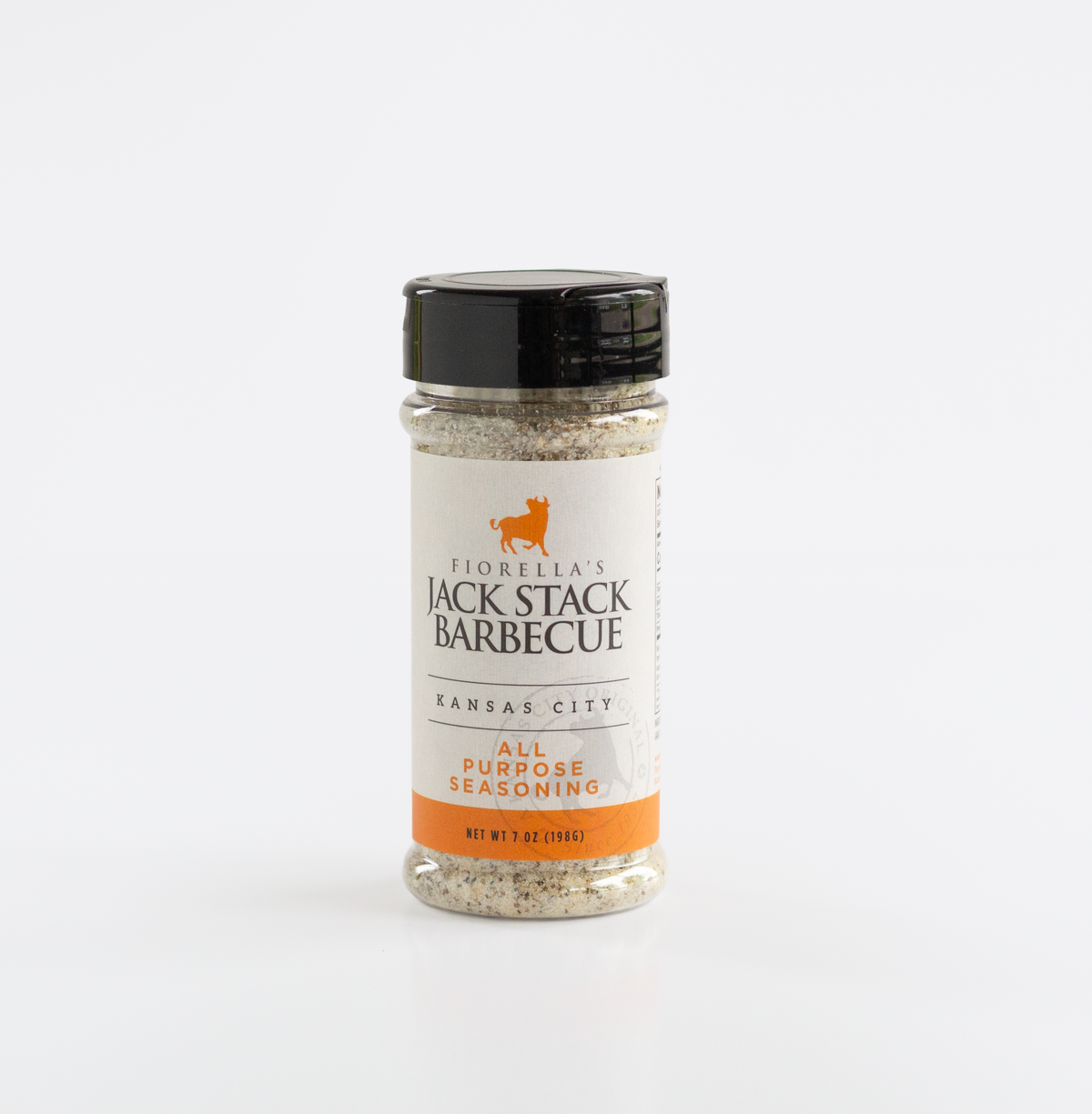 A 7 oz oz bottle of Jack Stack Barbecue Kansas City All Purpose Seasoning on a clean white background.