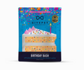 Load image into Gallery viewer, GivePet Birthday Bash soft baked premium dog treats pouch. The packaging features a colorful birthday cake illustration with pink frosting and a lit candle on a bright blue background with confetti details.
